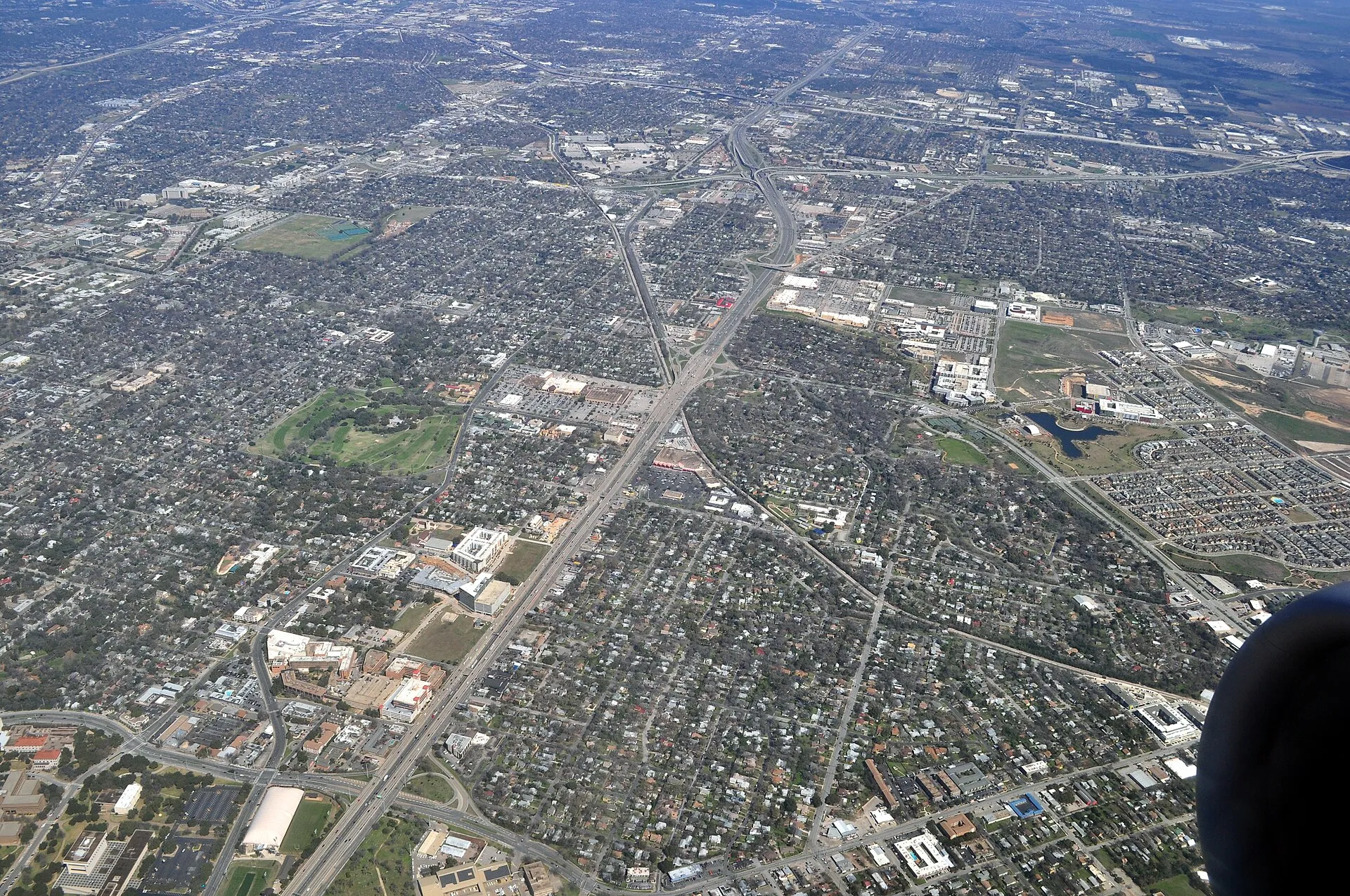Aerial view over the Hancock and Cherrywood neighborhoods in east-central Austin