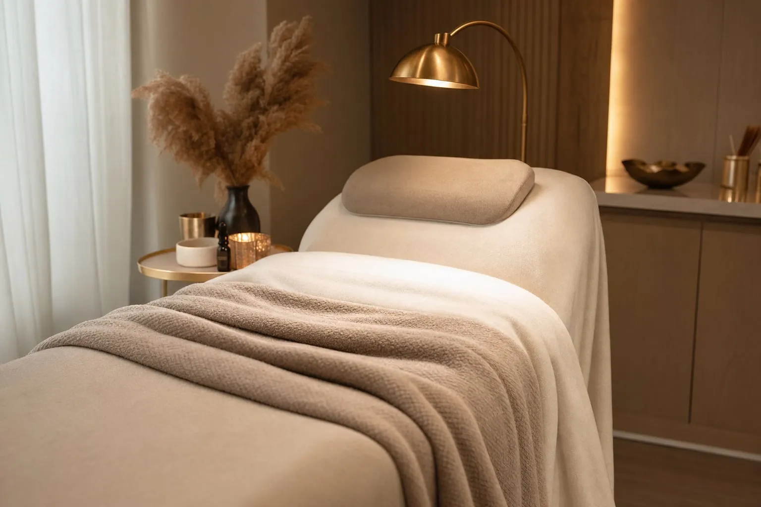 First-time client relaxing during an eyelash extension appointment