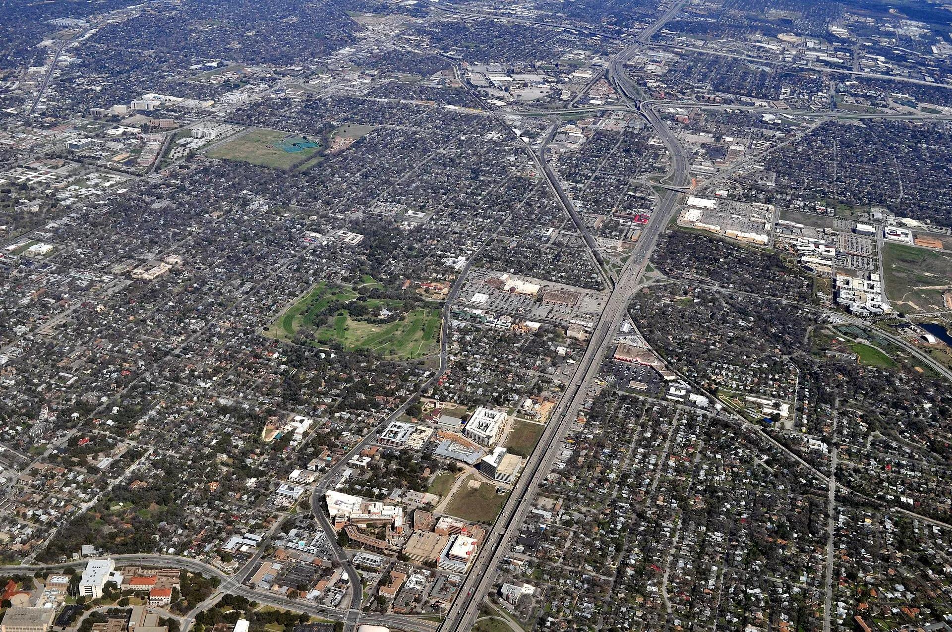 Aerial view of the historic Hyde Park neighborhood in Austin