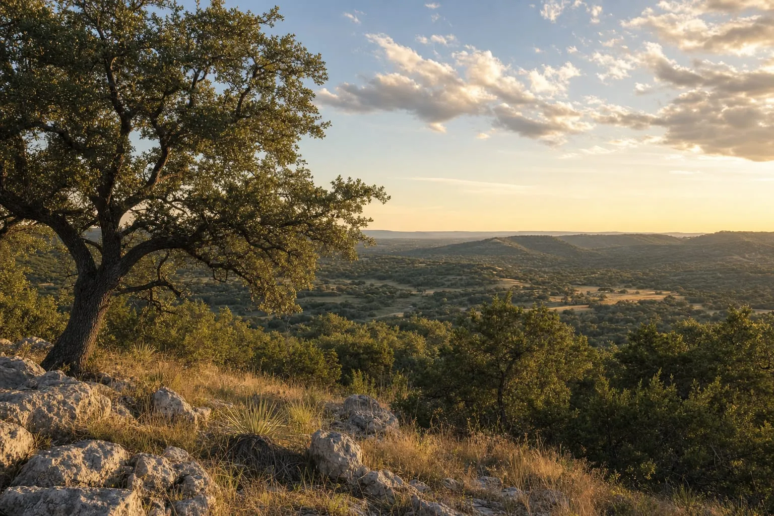 Illustration: open Hill Country sky on the northwest edge of the Austin metro