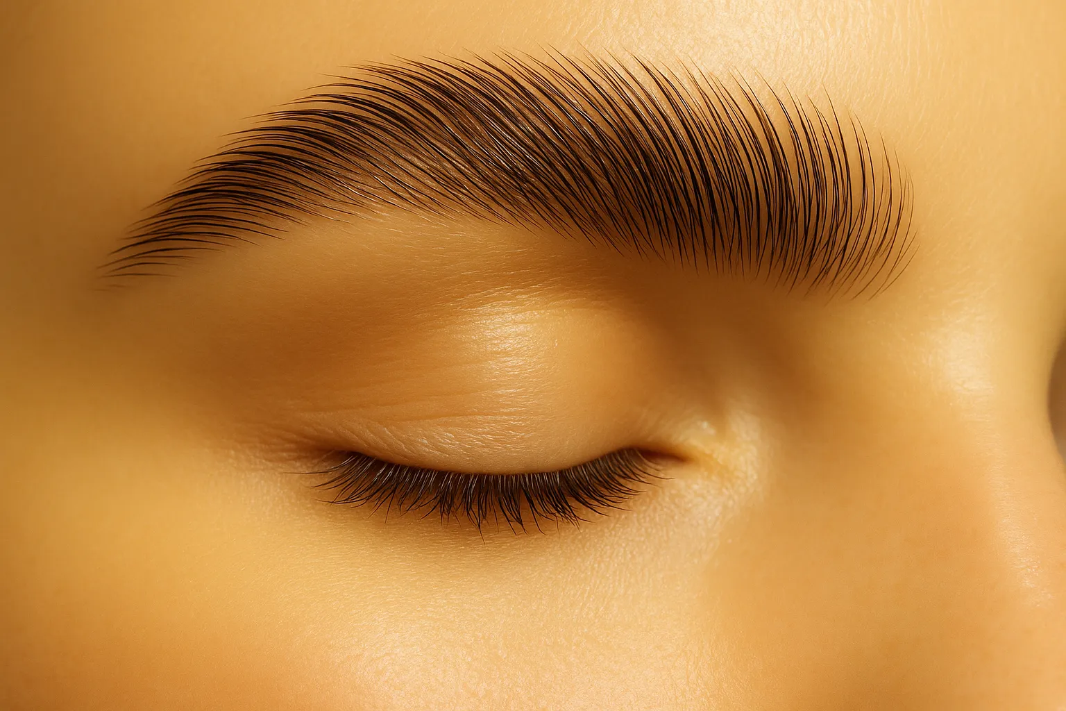 Laminated, brushed-up eyebrows